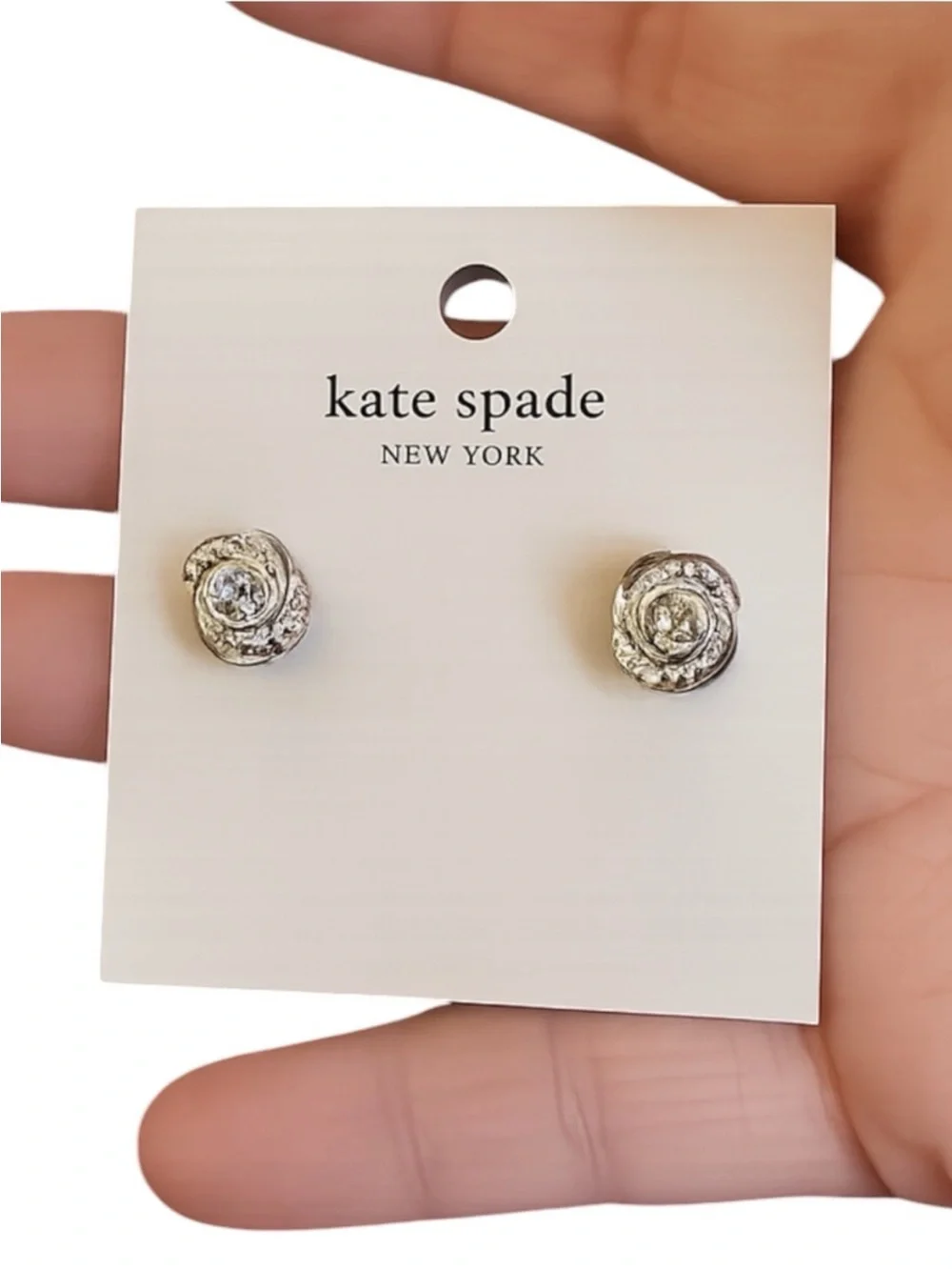 Kate Spade Infinity & Beyond Crystal Stud Earrings Silver Tone NWT